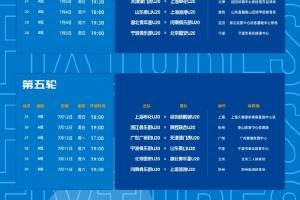 中青賽U20第二階段賽程：采取主客場賽制，6月13日開始共踢10輪