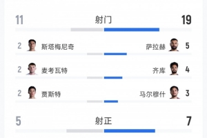 埃及3-1新西蘭全場數據：射門19-12，射正7-5，得分機會5-3