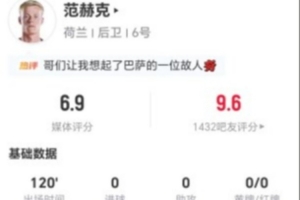 血染賽場！范赫克本場2解圍2攔截4搶斷 13對抗9成功+7長傳1成功