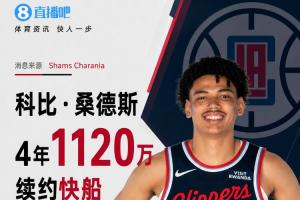 Shams：科比·桑德斯4年1120萬續約快船 場均19.9分鐘拿下7.3分
