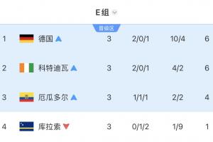 死亡之組X2！E組4隊全出局：德國遭爆冷，科特迪瓦、厄瓜多爾輸球