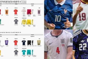 世界杯半決賽球衣搭配正式揭曉：英法主場，西阿客場