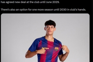 羅馬諾：18歲中衛坎波斯同意與巴薩續約至2029年，含延長1年選項