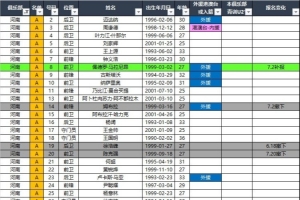 河南隊、大連英博、深圳新鵬城2026中超聯(lián)賽報名名單（夏窗后）