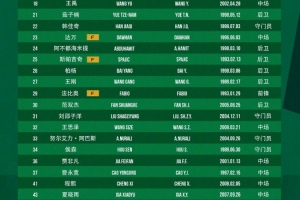 國安中超二轉報名表：補報劉邵子洋、斯帕吉奇等人，撤銷恩科洛洛