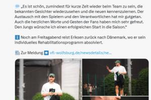 兩次比賽中暈厥！埃里克森回狼堡探訪隊友，球迷留言：別再踢球了