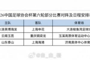 博主分享足協(xié)杯3場1/4決賽時間：泰山vs海港9月1日19:35開球