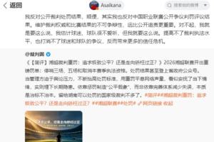 朱藝：反對公開裁判處罰結果、中國職業聯賽公開爭議判罰評議結果
