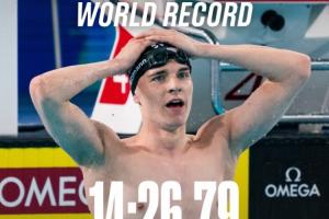 提升近4秒！19歲德國選手男子1500自游出14:26.79 破世界紀錄奪冠
