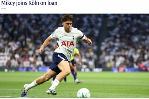 官方：熱刺19歲邊鋒米奇·摩爾租借至德甲科隆，租期至本賽季結束